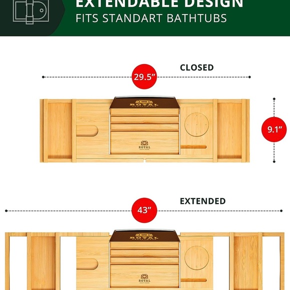 NEW Luxury Bathtub Caddy Tray - Picture 9 of 11